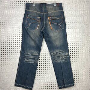 Competition Y2K Grunge Denim Jeans 36x32 Worn Streetwear Skate‎ Baggy Plaid